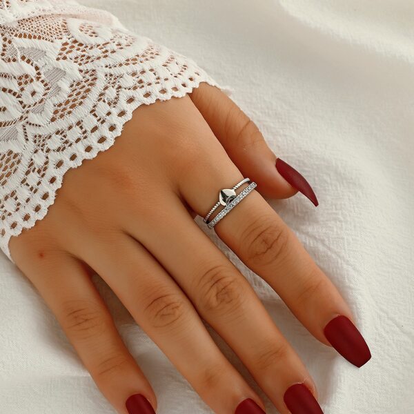 

Zircon Heart Decor Ring, Silver
