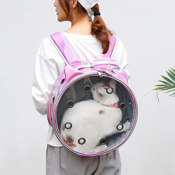 

1pc Metallic Clear Pet Carrier, Multicolor