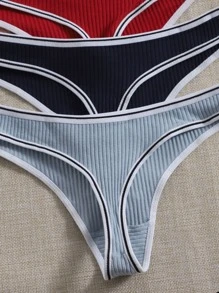 7 paquetes Conjunto de bragas sexis con ribete de contraste - Multicolor - Ver 4