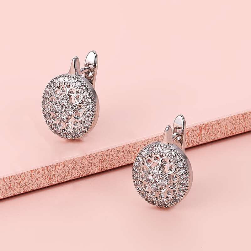 

Rhinestone Decor Earrings, Silver