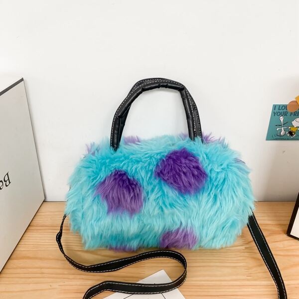 

Girls Colorblock Fluffy Satchel Bag, Multicolor