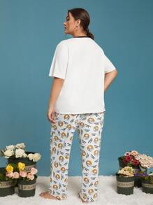 SHEIN Conjunto de pijama oveja con con estampado de letra - Multicolor - Ver 3