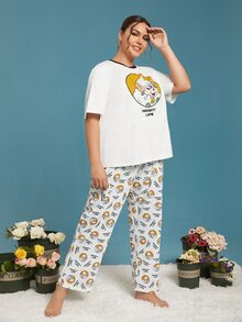SHEIN Conjunto de pijama oveja con con estampado de letra - Multicolor - Ver 4