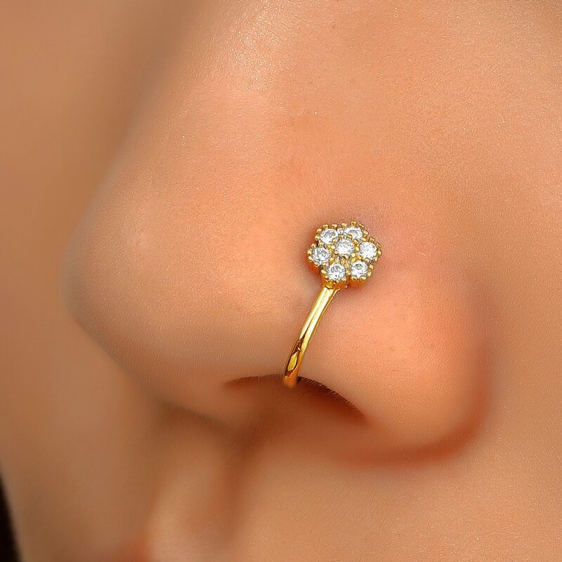 

Rhinestone Decor Nose Ring, Gold