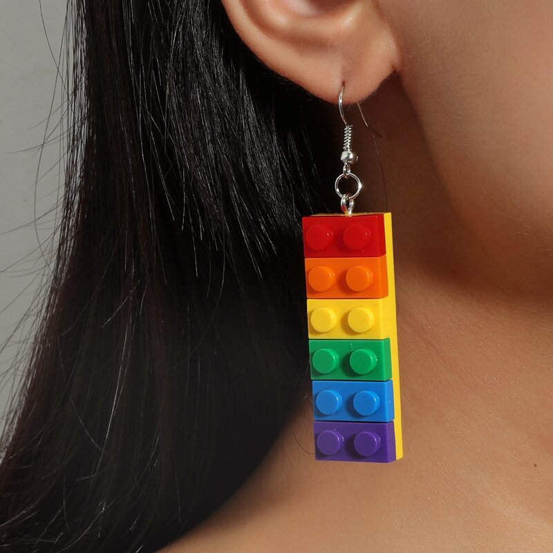 

Colorful Buding Block Earrings, Multicolor