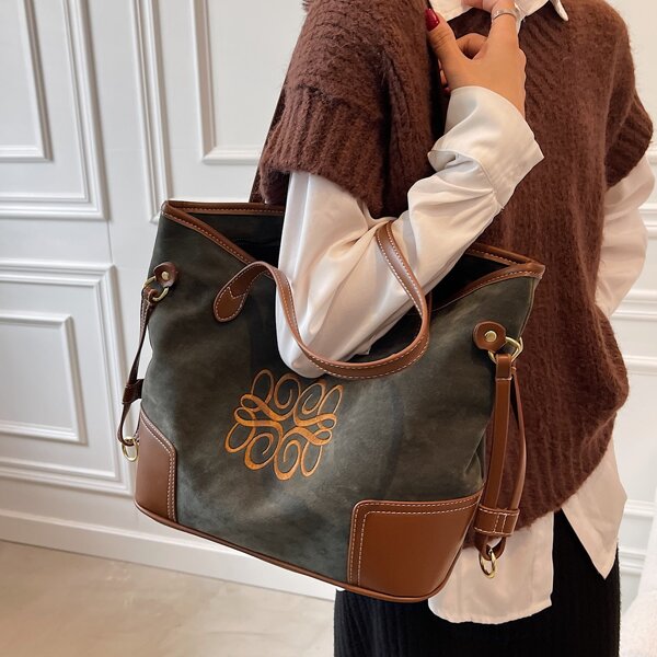 

Contrast Binding Tote Bag, Dark grey