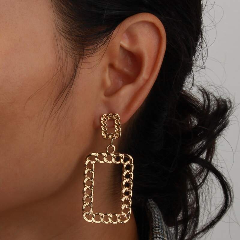 

Geo Drop Earrings, Gold