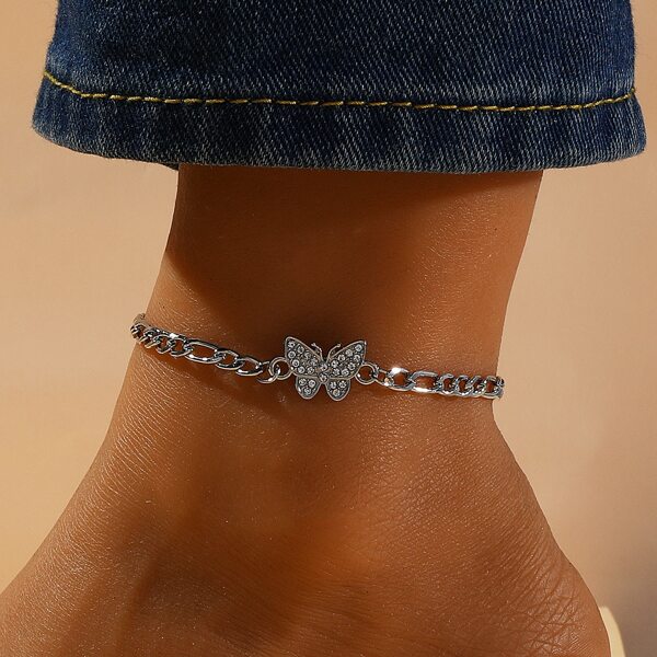 

Zircon Butterfly Decor Anklet, Silver