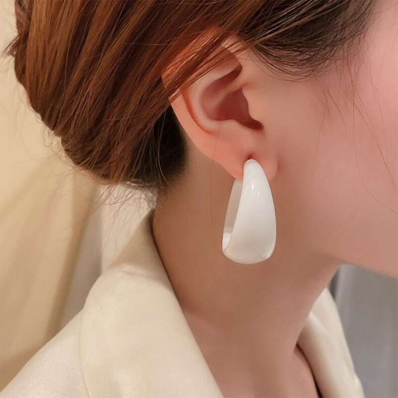 

Minimalist Hoop Earrings, White