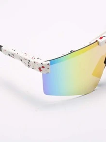 1 件女士时尚彩色镜片户外骑行防风一体式运动眼镜，适合骑自行车