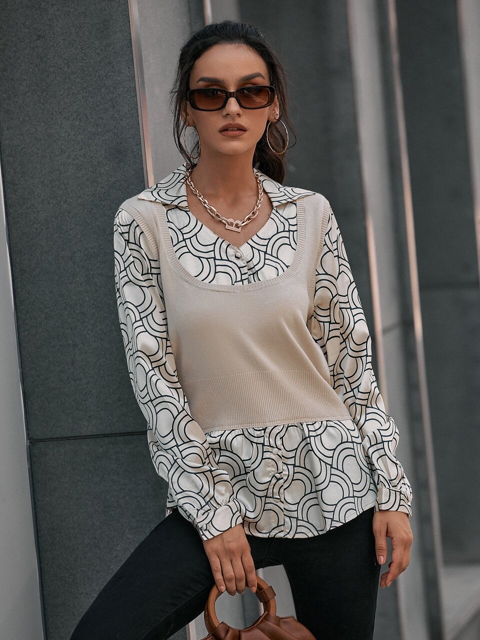 Geo Pattern 2 In 1 Sweater