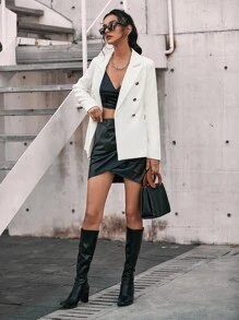 Aveloria Modichic 双排扣装饰口袋西装工作服 - 白色 - 查看 3