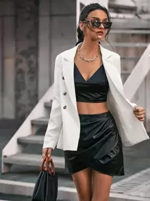 Aveloria Modichic 双排扣装饰口袋西装工作服 - 白色 - 查看 5