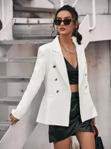 Aveloria Modichic 双排扣装饰口袋西装工作服 - 白色 - 查看 6