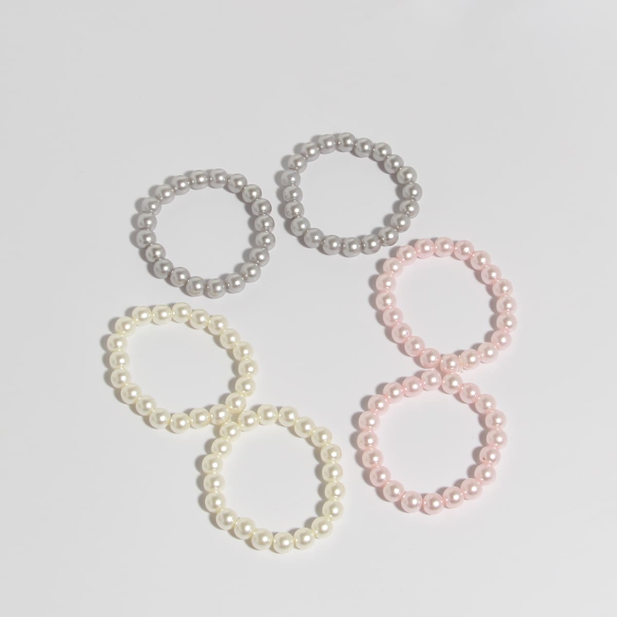 

6pcs Faux Pearl Beaded Bracelet, Multicolor