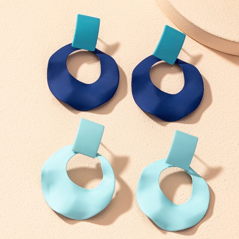 

2pairs Geo Drop Earrings, Multicolor