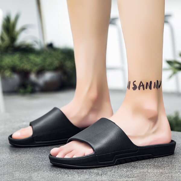 

Men Minimalist Open Toe Slides, Black