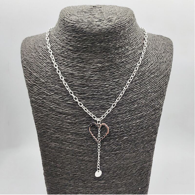 

Guys Heart Decor Chain Necklace, Silver