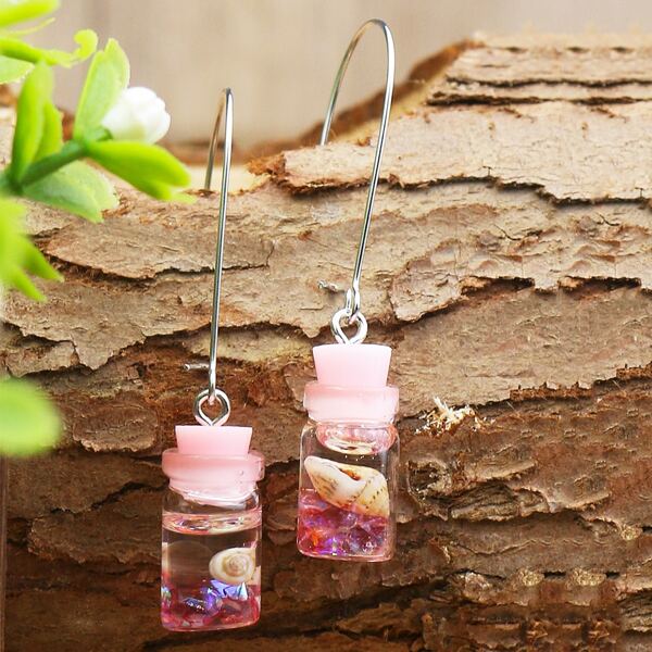 

Bottle Decor Drop Earrings, Pink