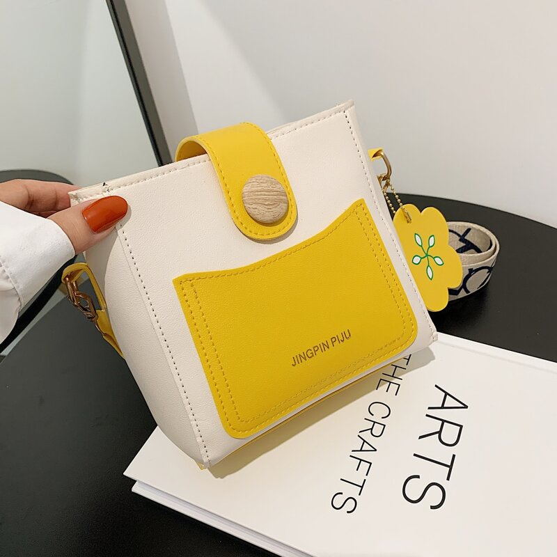 

Snap Button Crossbody Bag, Yellow