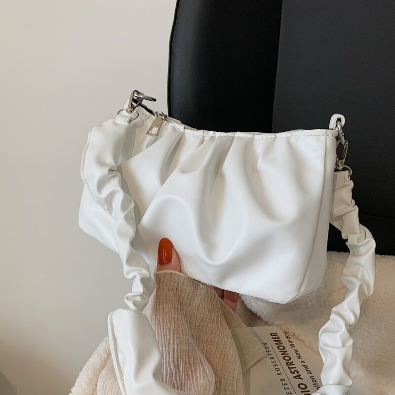 

Ruched Shoulder Bag, White