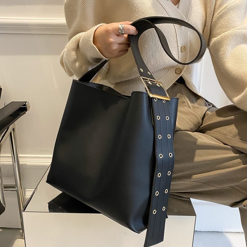 

Buckle Strap Crossbody Bag, Black