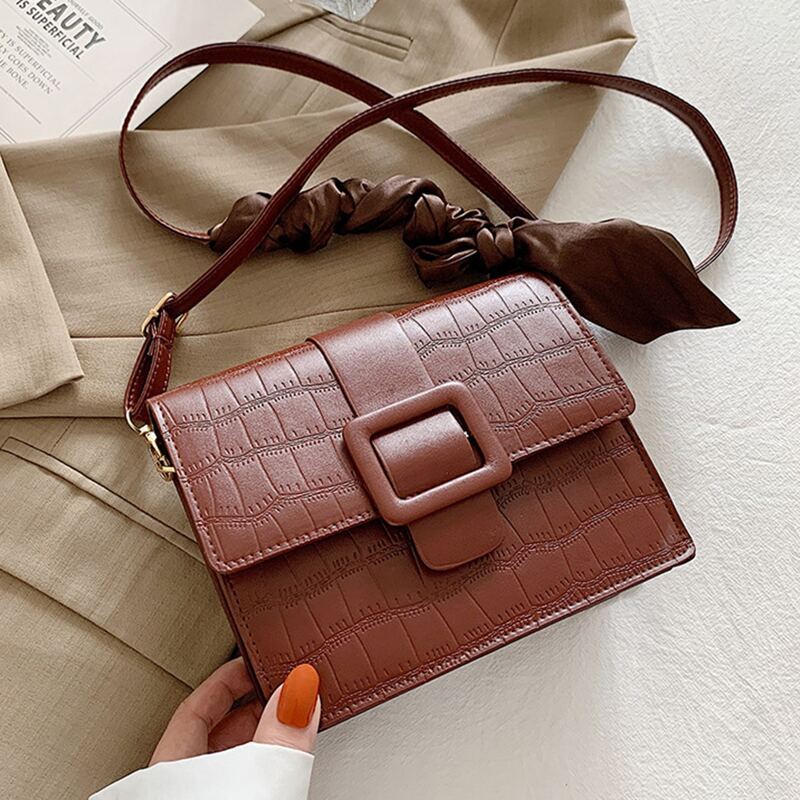 

Croc Embossed Crossbody Bag, Brown