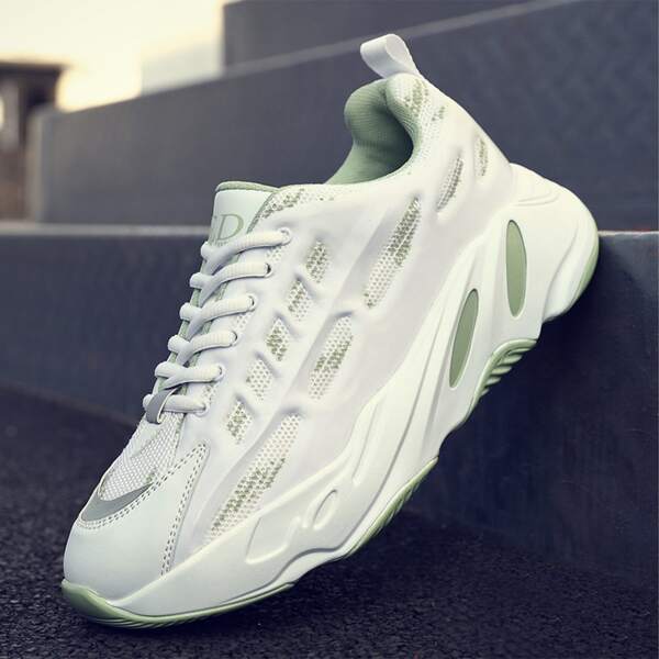 

Men Minimalist Lace Up Front Chunky Sneakers, White