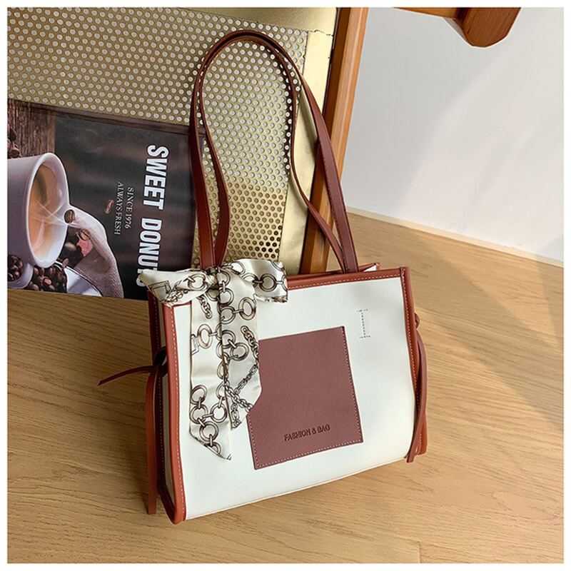 

Scarf Decor Tote Bag, Brown