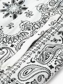 CLOUDSTYLE Men Flap Pocket Scarf & Paisley Print Jacket - Black and White - View 5
