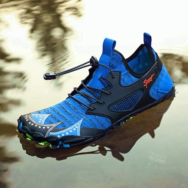 

Men Drawstring Design Creek Shoes, Blue