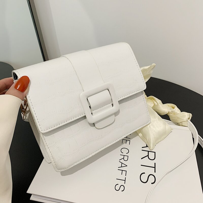 

Croc Embossed Crossbody Bag, White