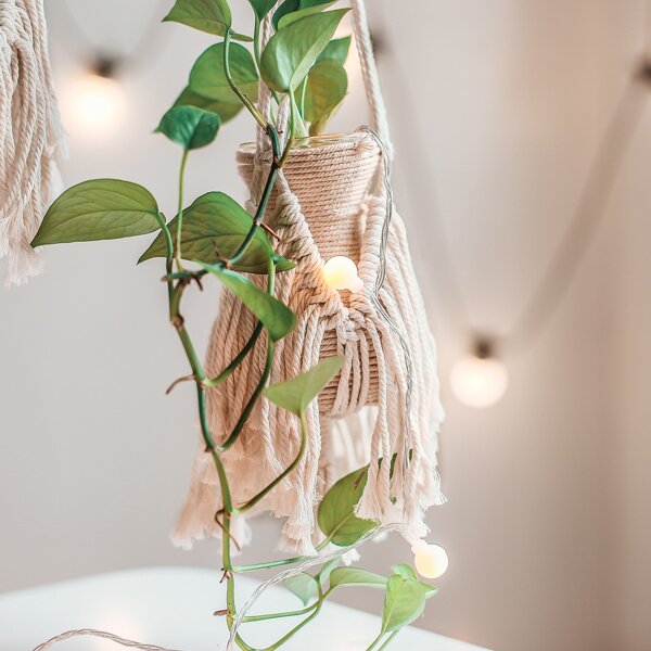 

1pc Woven Plants Hanger, Beige