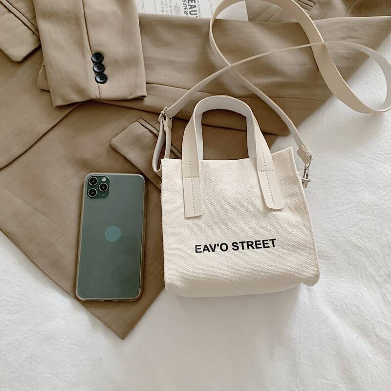 

Letter Graphic Satchel Bag, White