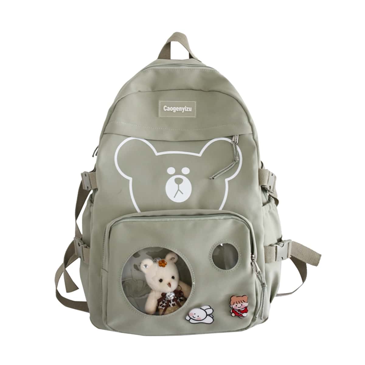 

Bear Graphic Backpack, Green