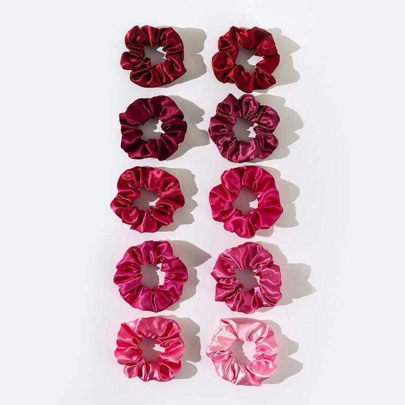

10pcs Satin Scrunchie, Multicolor