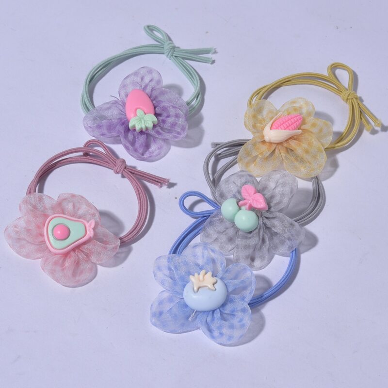 

5pcs Flower Decor Hair Tie, Multicolor