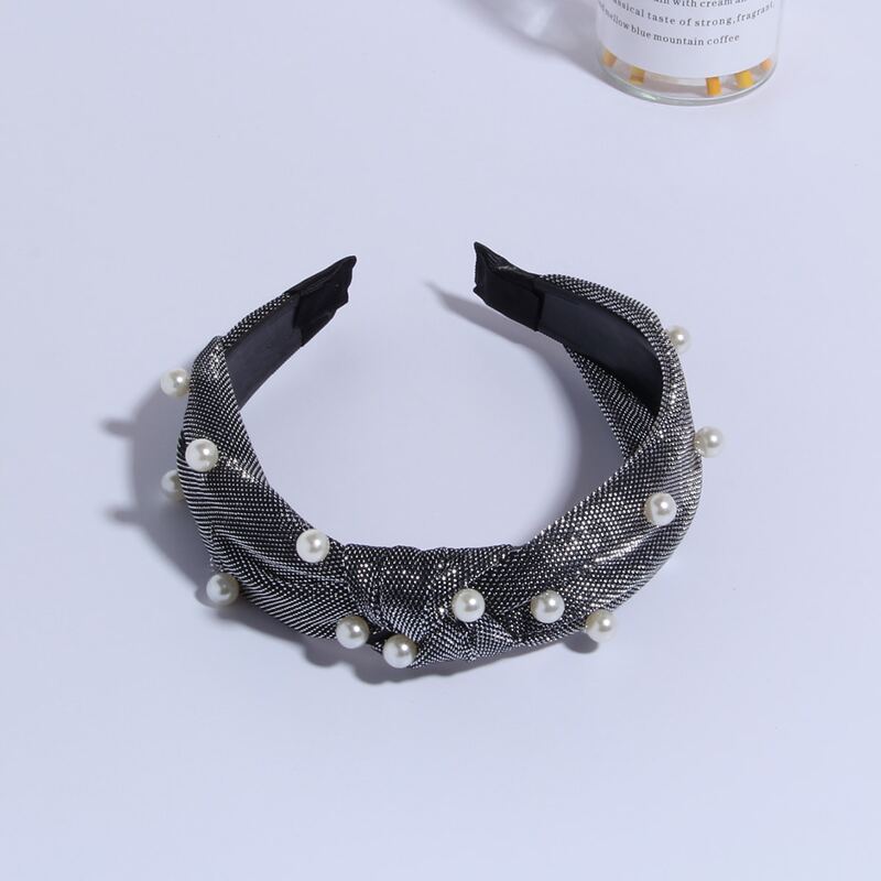 

1pc Faux Pearl Decor Headband, Black