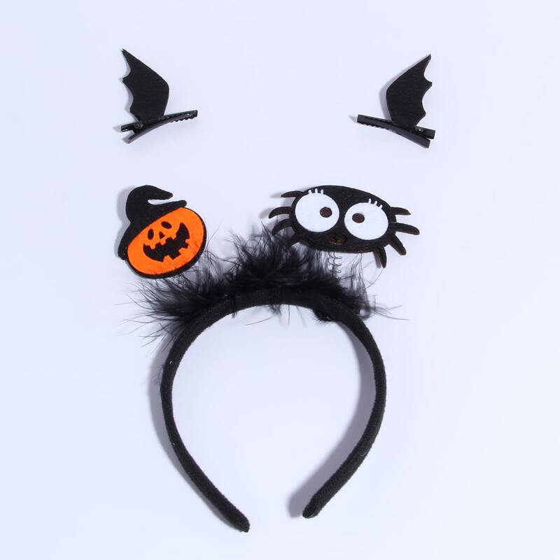 

1pc Halloween Pumpkin Headband & 2pcs Wing Hair Clip, Multicolor