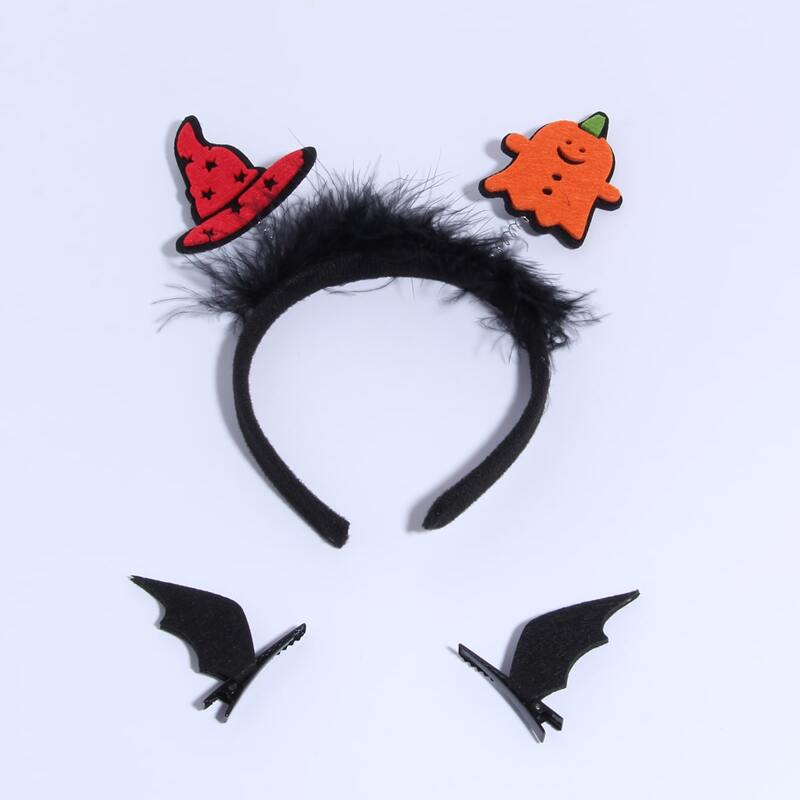 

Halloween 1pc Pumpkin Headband & 2pcs Bat Hair Clip, Multicolor