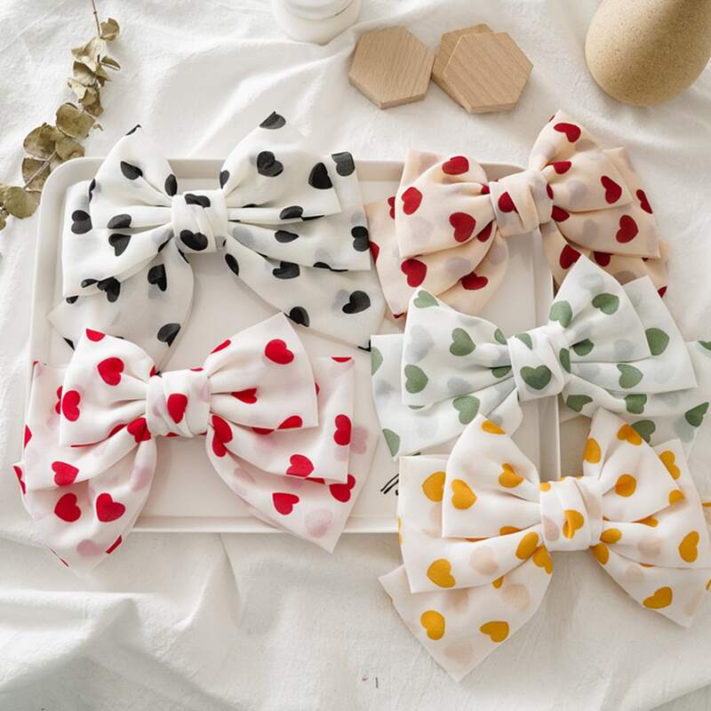 

1pc Random Color Bow Hair Clip, Multicolor