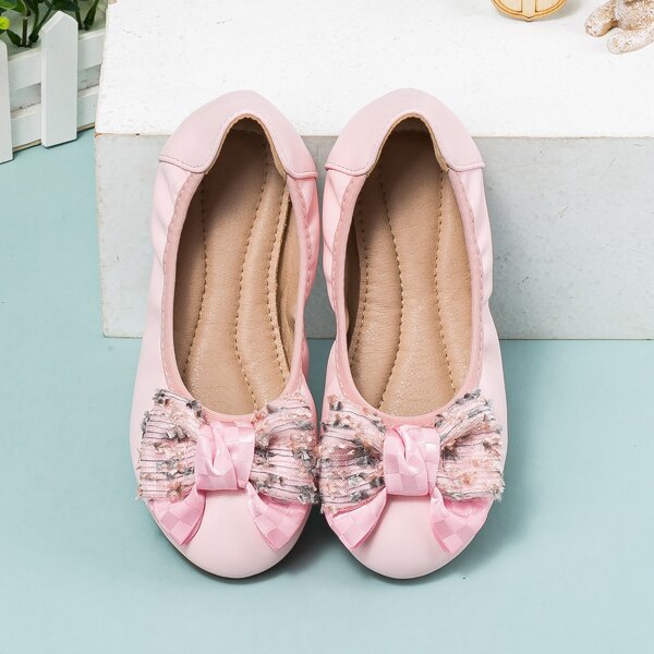 

Girls Bow Decor Flats, Pink