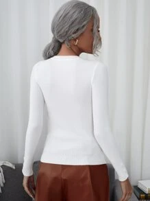 SHEIN LUNE Ribbed Knit Slim Fit Sweater,Long Sleeve Tops