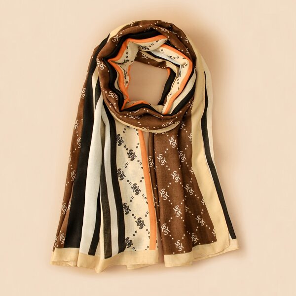 

Striped Print Scarf, Multicolor