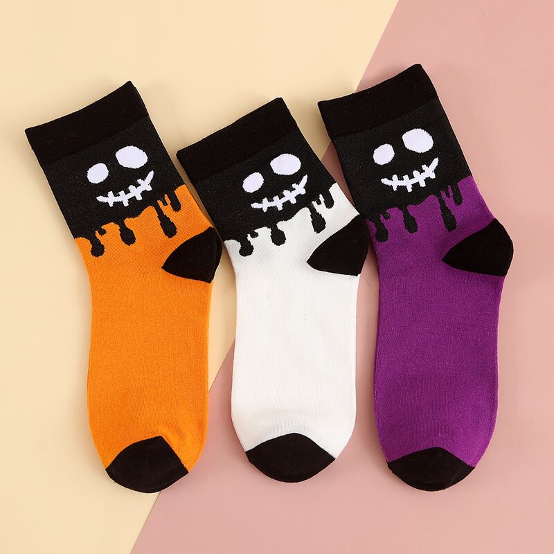 

3pairs Expression Graphic Crew Socks, Multicolor