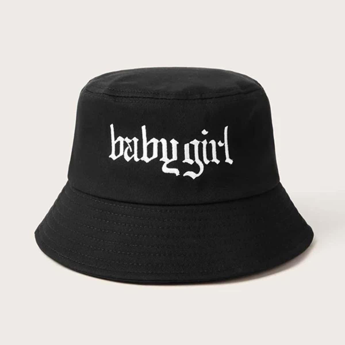 Letter Graphic Bucket Hat, Black