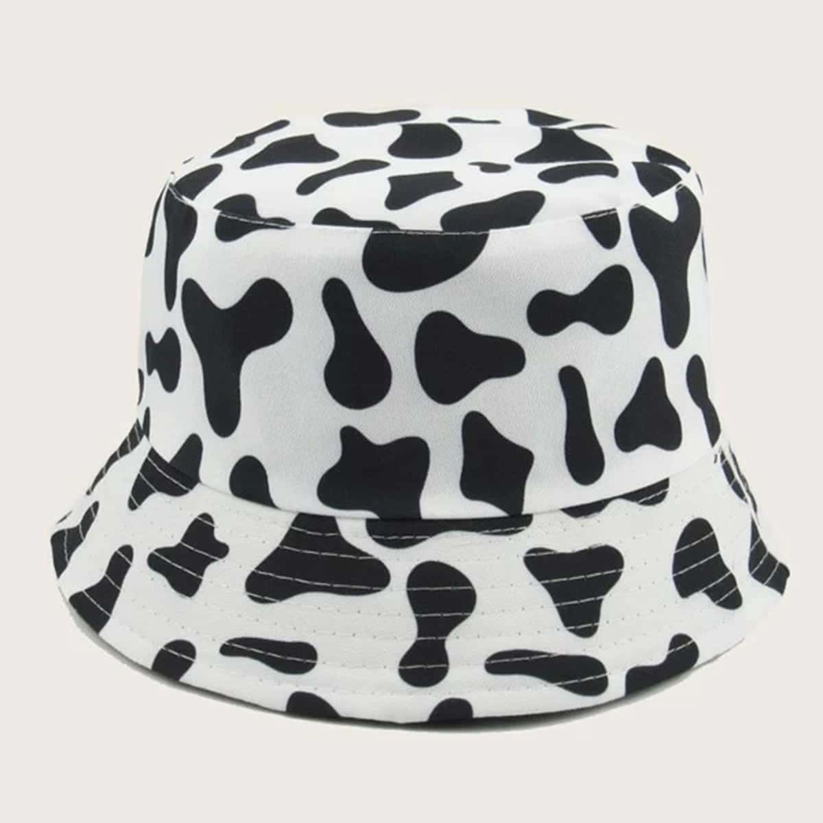 

Cow Print Bucket Hat, Black and white