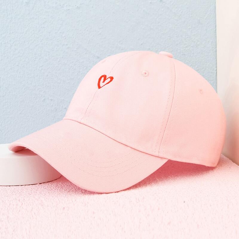 

Heart Embroidery Baseball Cap, Pink