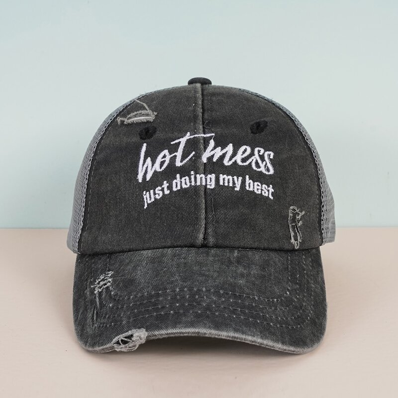 

Slogan Embroidery Baseball Cap, Black