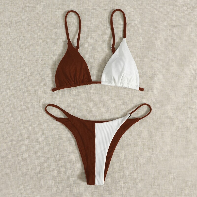 

Colorblock Micro Triangle Bikini Swimsuit, Multicolor